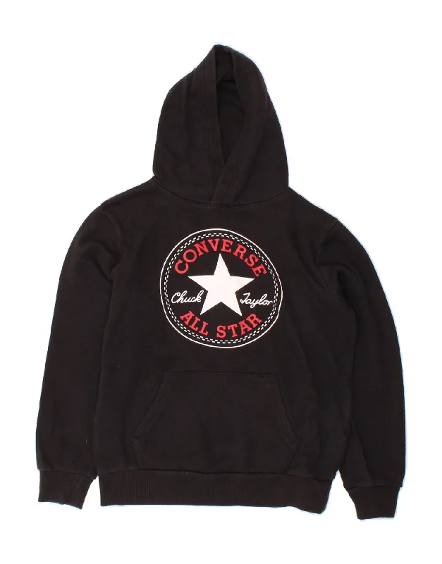 Men's Hoodies for CampingCONVERSE Boys Chuck Taylor Graphic Hoodie Jumper 12-13 Years Large Black