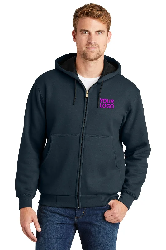 Men's Hoodies with ThumbholesCornerStone Full-Zip Hoodie Thermal Lining, Navy