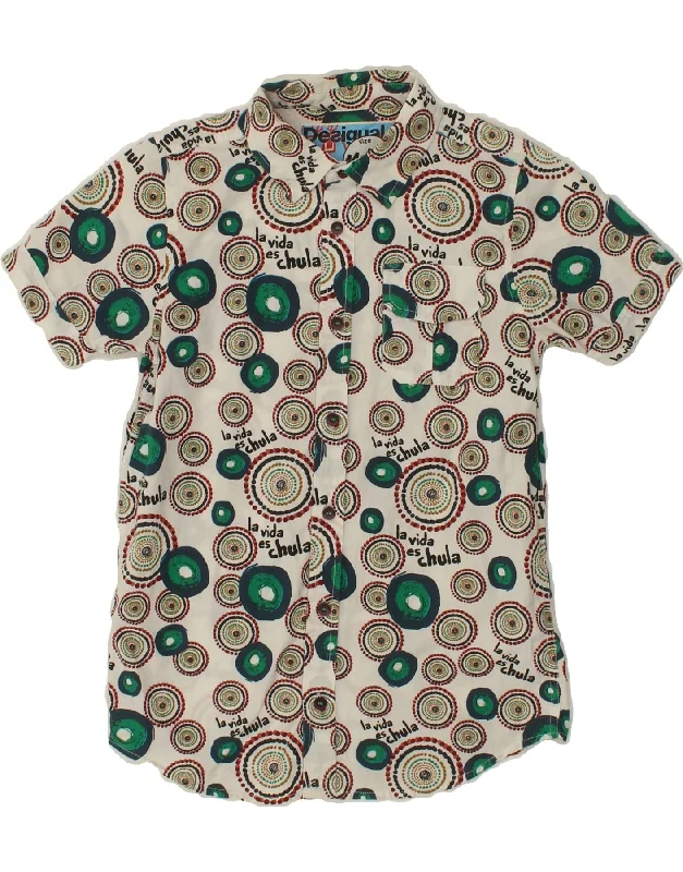 Men's Patterned Button-Down Shirts for Added InterestDESIGUAL Boys Graphic Short Sleeve Shirt 11-12 Years White Cotton