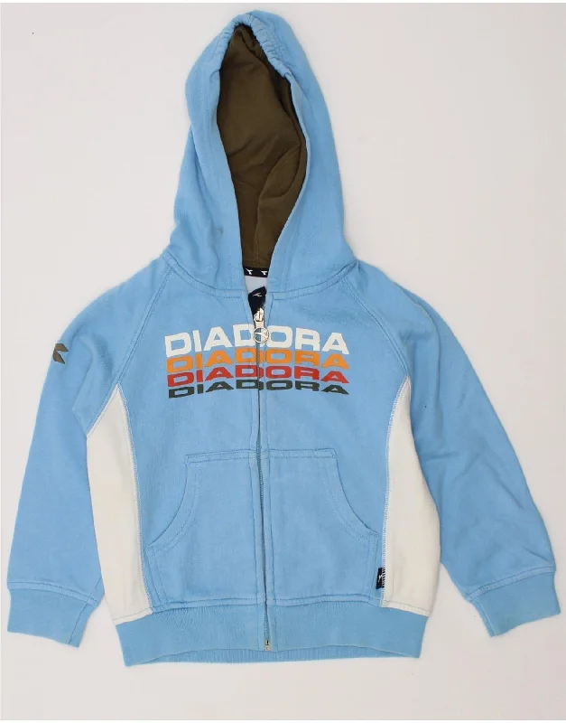 Men's Hoodies for SkiingDIADORA Boys Graphic Zip Hoodie Sweater 2-3 Years Blue Colourblock Cotton