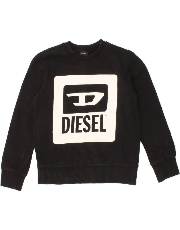 Men's Hoodies for LoungingDIESEL Boys Graphic Sweatshirt Jumper 11-12 Years Black Colourblock Cotton