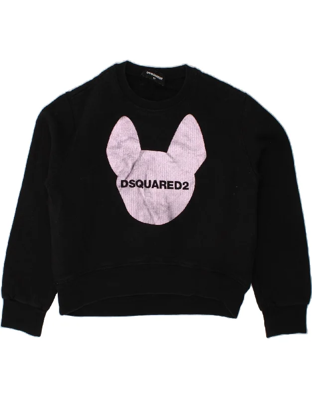 Men's Hoodies with Wind-Resistant FabricDSQUARED Girls Graphic Sweatshirt Jumper 7-8 Years Black Cotton