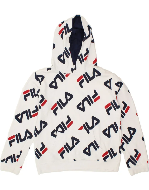 Men's Hoodies for Everyday WearFILA Boys Graphic Hoodie Jumper 15-16 Years 2XL White Cotton