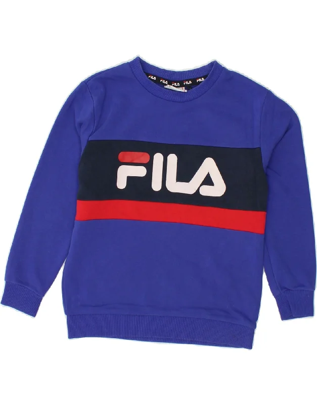 Classic Men's Cotton HoodiesFILA Boys Graphic Sweatshirt Jumper 7-8 Years Blue Cotton