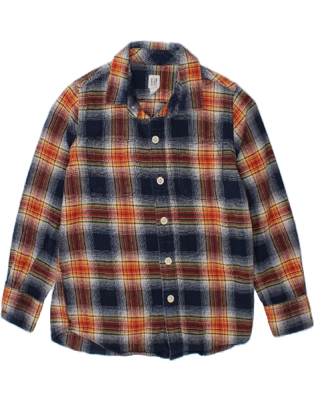 Men's Smart Casual Shirts for Business Casual SettingsGAP Boys Flannel Shirt 5-6 Years Small Navy Blue Check Cotton