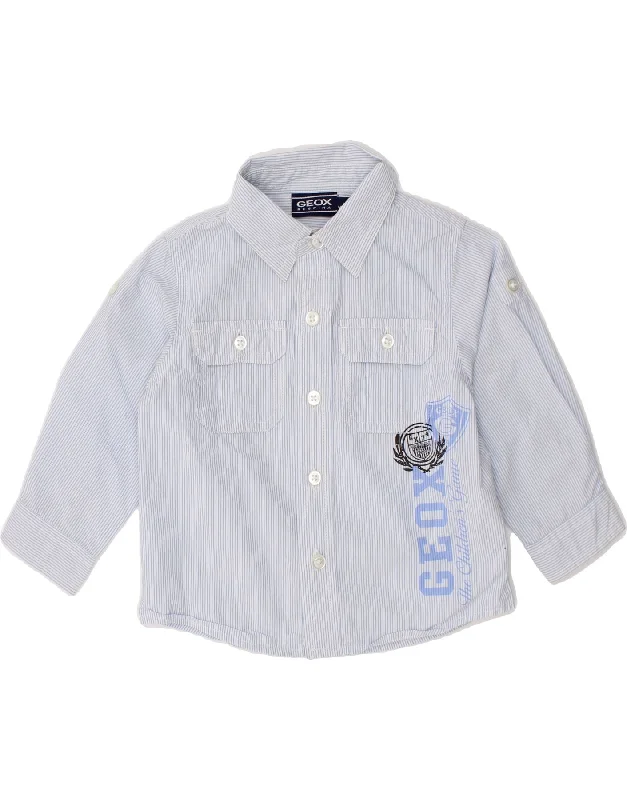 Casual Men's Button-Down ShirtsGEOX Baby Boys Respira Graphic Shirt 9-12 Months Blue Pinstripe Cotton