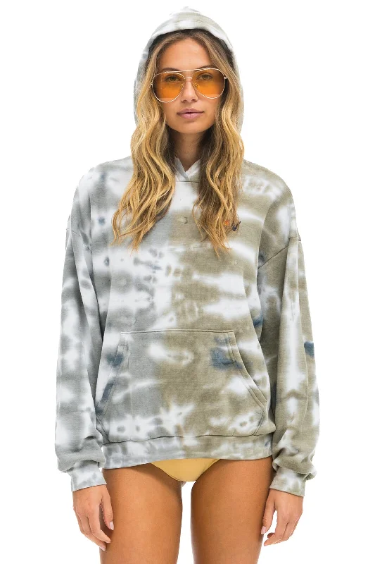 Men's Hoodies for LayeringHAND DYED PULLOVER HOODIE RELAXED - TIE DYE GREY // OLIVE