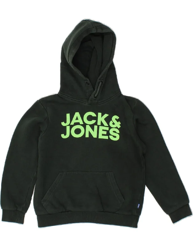 Men's Hoodies with Reflective StripesJACK & JONES Boys Graphic Hoodie Jumper 9-10 Years Green Cotton