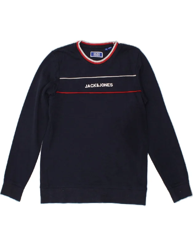 Men's Hoodies with Contrast StitchingJACK & JONES Boys Graphic Sweatshirt Jumper 13-14 Years Navy Blue Cotton