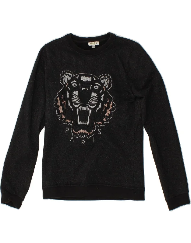 Men's Hoodies for Everyday WearKENZO Girls Graphic Sweatshirt Jumper 11-12 Years Black Flecked