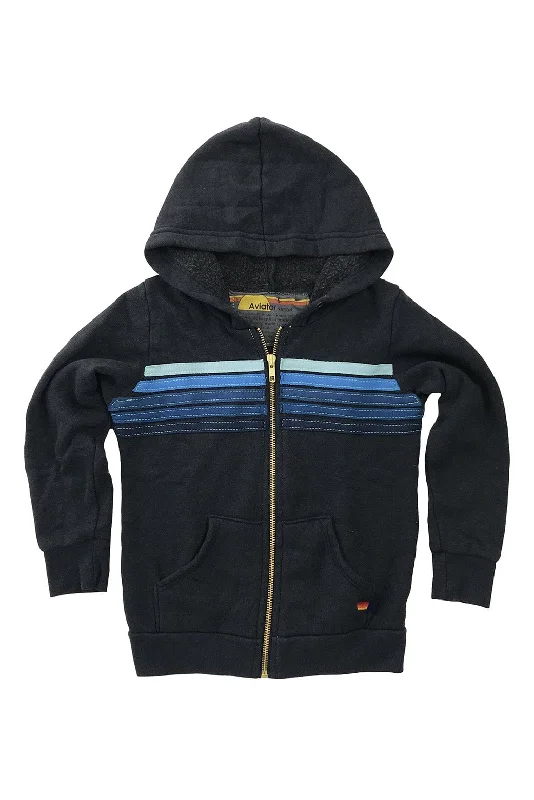 Men's Hoodies for SnowshoeingKID'S 5 STRIPE HOODIE - CHARCOAL // BLUE