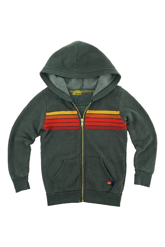 Men's Hoodies with Heavy-Duty ZippersKID'S 5 STRIPE HOODIE - DARK GREY // RAINBOW