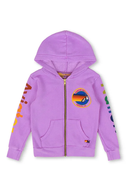 Men's Hoodies with Quilted LiningKID'S AVIATOR NATION ZIP HOODIE - NEON PURPLE