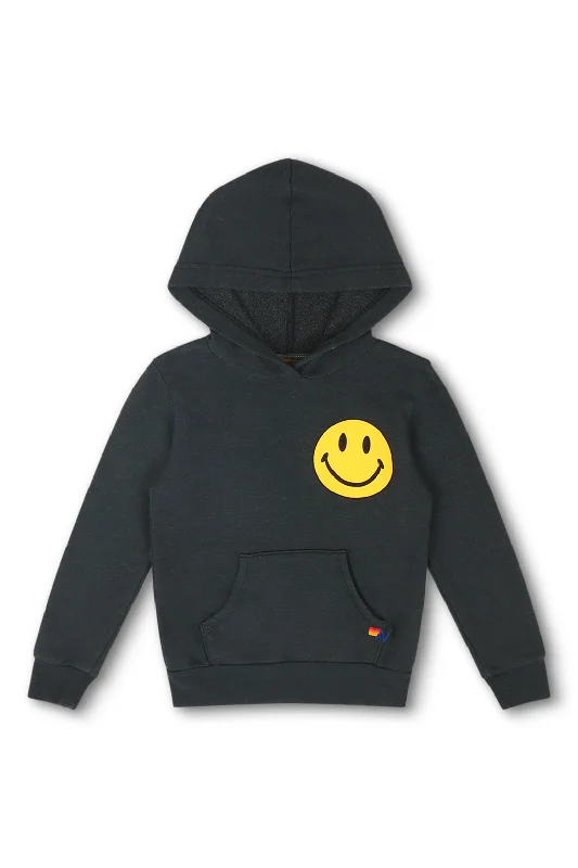 Men's Hoodies with EmbroideryKID'S SMILEY 2 PULLOVER HOODIE - CHARCOAL