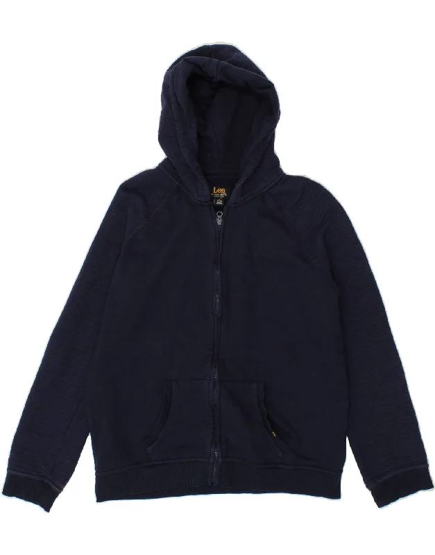 Men's Hoodies with Adjustable HoodsLEE Boys Zip Hoodie Sweater 15-16 Years XL Navy Blue Cotton