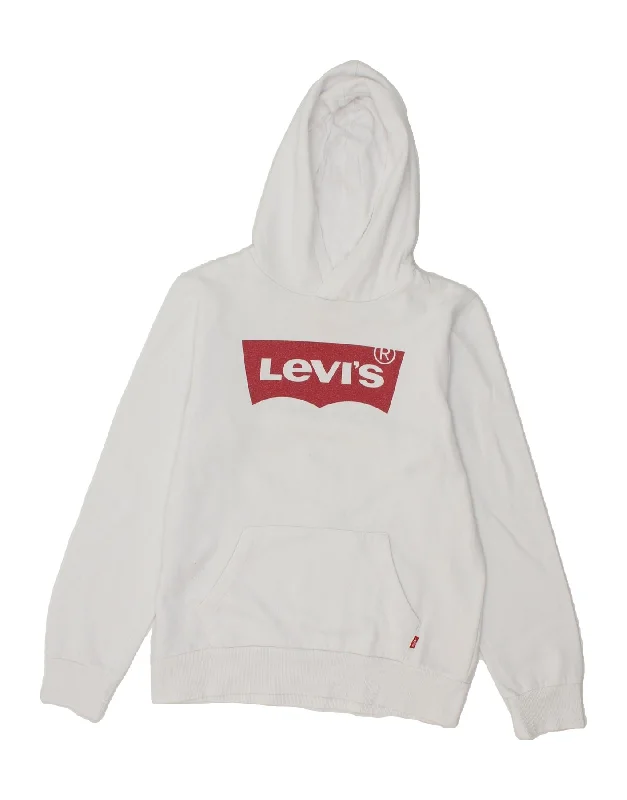 Classic Men's Cotton HoodiesLEVI'S Boys Graphic Hoodie Jumper 13-14 Years White Cotton