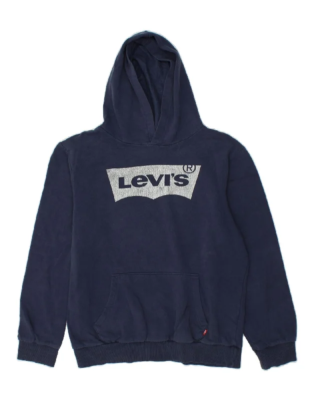 Modern Men's Tech HoodiesLEVI'S Boys Graphic Hoodie Jumper 13-14 Years XL  Navy Blue Cotton