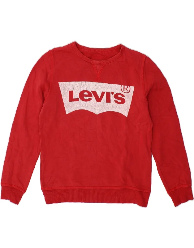 Men's Hoodies for YogaLEVI'S Boys Graphic Sweatshirt Jumper 13-14 Years Red Cotton