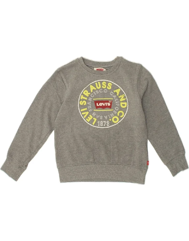 Men's Hoodies with Security PocketsLEVI'S Boys Graphic Sweatshirt Jumper 9-10 Years Grey Cotton