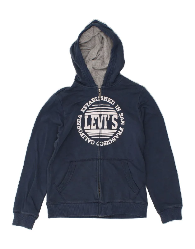 Men's Hoodies for AutumnLEVI'S Boys Graphic Zip Hoodie Sweater 9-10 Years Navy Blue Cotton