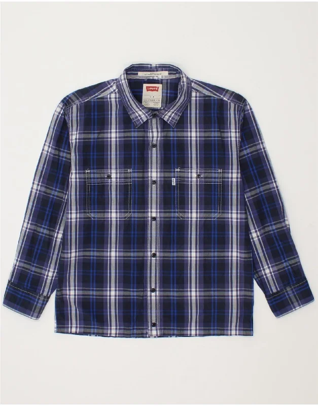 Breathable Men's Linen ShirtsLEVI'S Boys Modern Fit Shirt 14-15 Years Large Navy Blue Check