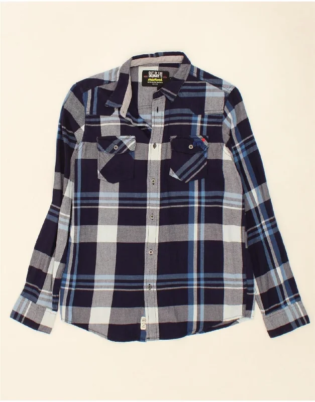 Comfortable Men's Flannel ShirtsMISTRAL Boys Flannel Shirt 13-14 Years Navy Blue Check Cotton