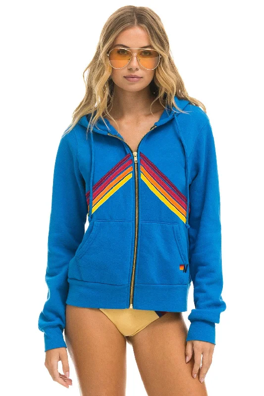 Men's Hoodies with Military InfluenceMOUNTAIN STITCH CHEVRON 4 ZIP HOODIE -  OCEAN