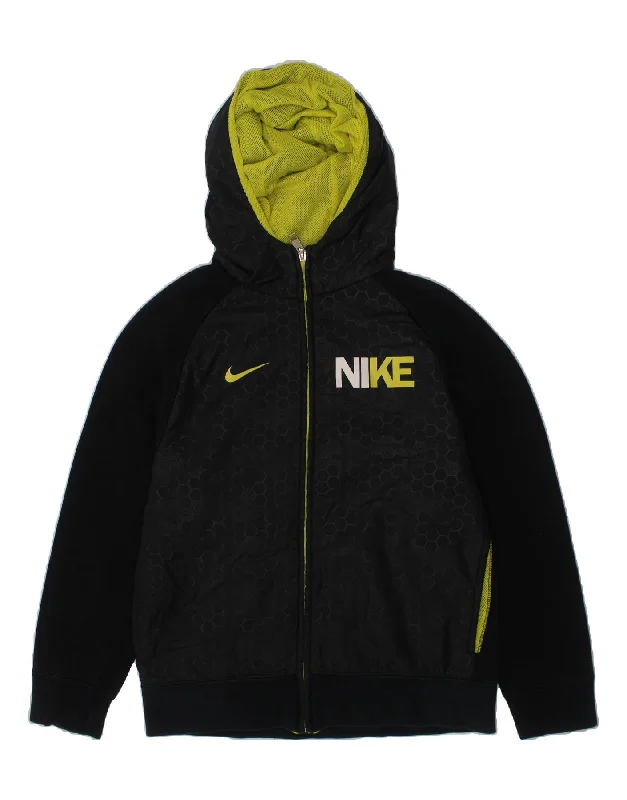 Men's Hoodies with Slim FitsNIKE Boys Graphic Zip Hoodie Sweater 10-11 Years Medium Black Geometric