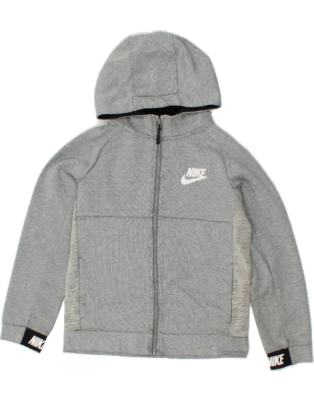 Men's Hoodies with Extra-Long SleevesNIKE Boys Graphic Zip Hoodie Sweater 10-11 Years Medium Grey Cotton