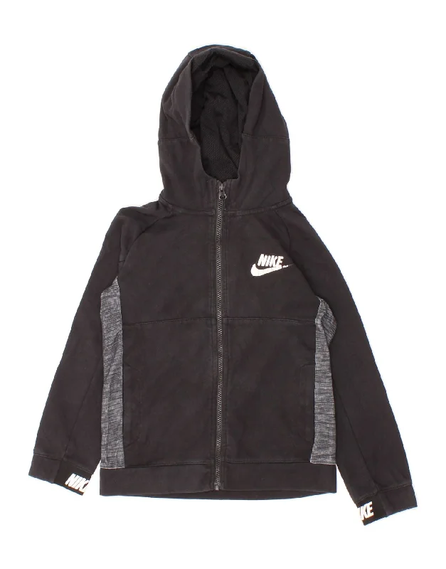 Men's Hoodies with Zipper DetailsNIKE Boys Graphic Zip Hoodie Sweater 8-9 Years Small Black Colourblock