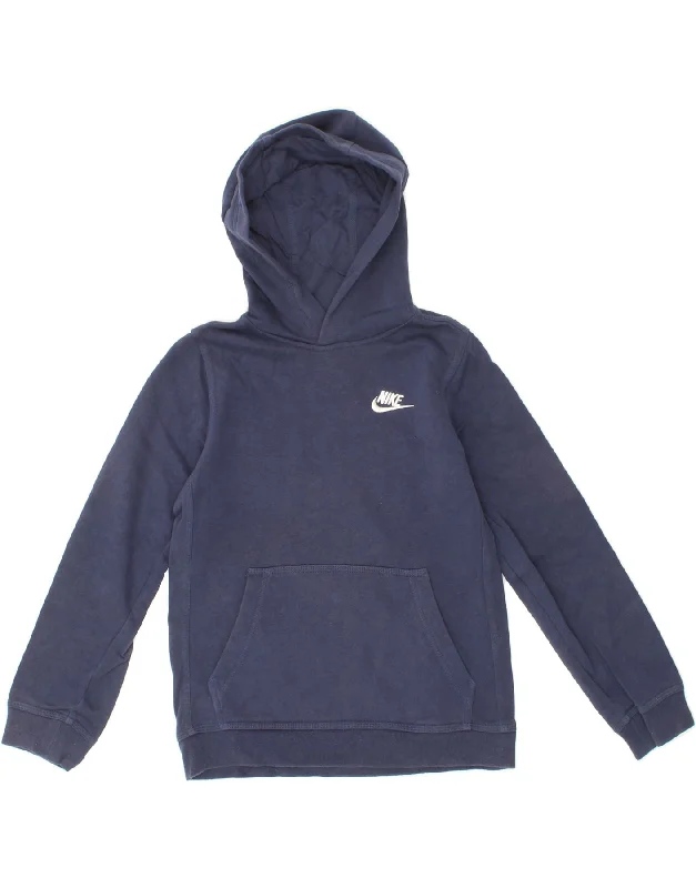 Men's Hoodies for SnowboardingNIKE Boys Standard Fit Hoodie Jumper 10-11 Years Medium Navy Blue Cotton