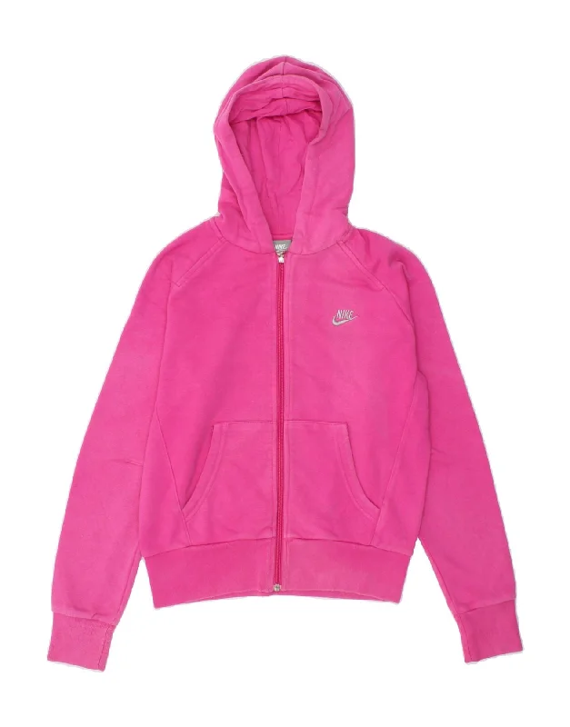 Trendy Men's Patterned HoodiesNIKE Girls Graphic Zip Hoodie Sweater 12-13 Years Large Pink Cotton