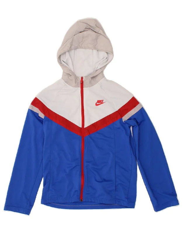 Men's Hoodies with Appliqué DetailsNIKE Girls Zip Hoodie Sweater 12-13 Years Large  Blue Colourblock