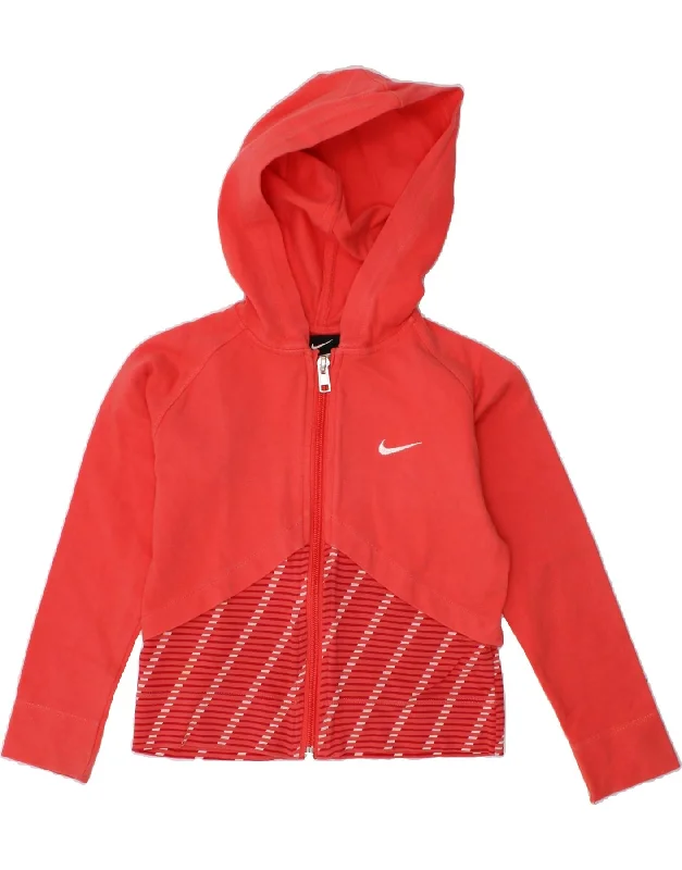 Men's Hoodies with Flannel LiningNIKE Girls Zip Hoodie Sweater 3-4 Years XS Pink Striped Cotton