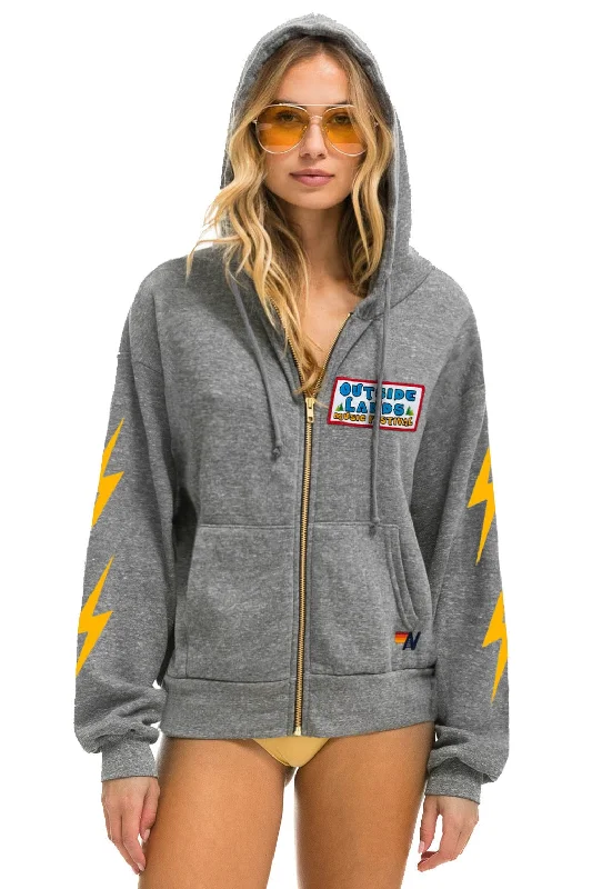 Men's Hoodies with Zippered PocketsOUTSIDE LANDS 2024 RELAXED ZIP HOODIE - HEATHER GREY