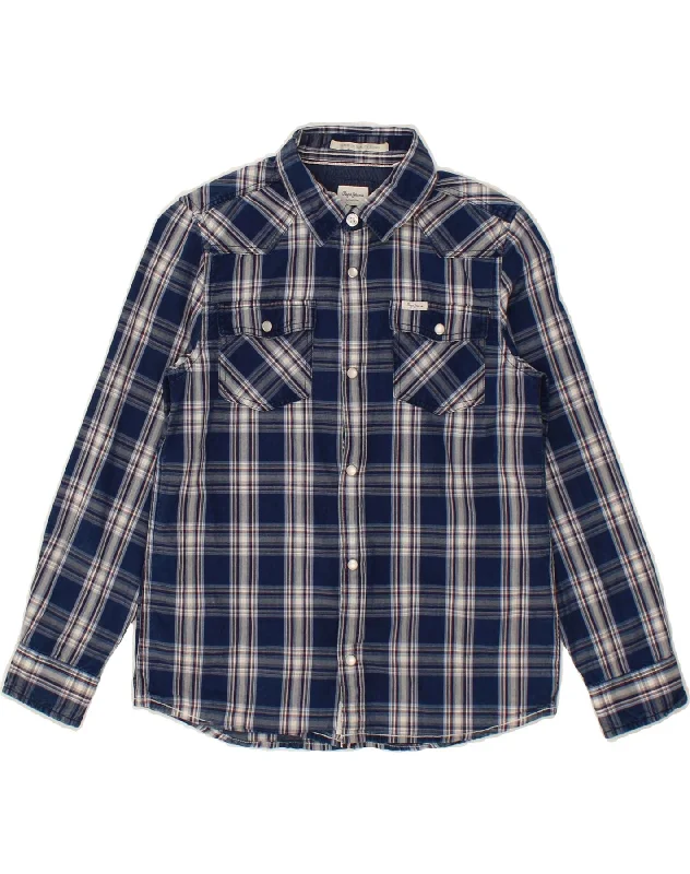 Men's Hawaiian Shirts for a Tropical VibePEPE JEANS Boys Shirt 9-10 Years Navy Blue Check Cotton