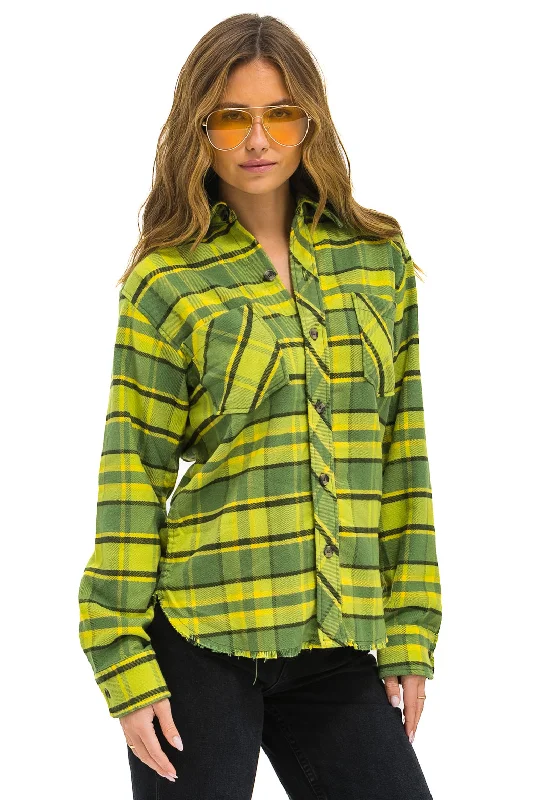 Men's Denim Shirts for a Rugged LookPLAID FLANNEL LIGHT WEIGHT UNISEX WESTERN SHIRT - AVOCADO PLAID