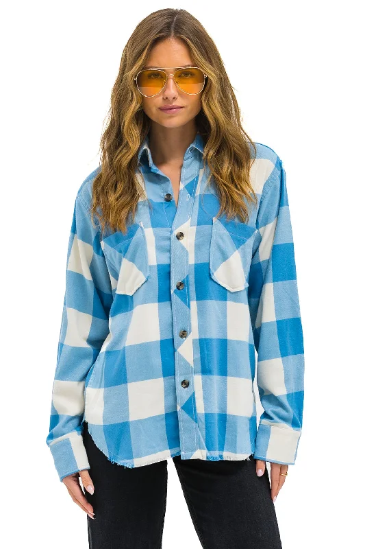 Breathable Men's Linen ShirtsPLAID FLANNEL LIGHT WEIGHT UNISEX WESTERN SHIRT - SKY PLAID