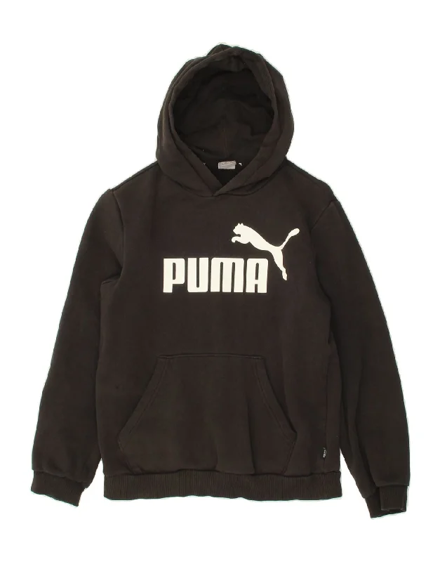 Men's Hoodies with Quick-Dry FabricPUMA Boys Graphic Hoodie Jumper 13-14 Years Black Cotton