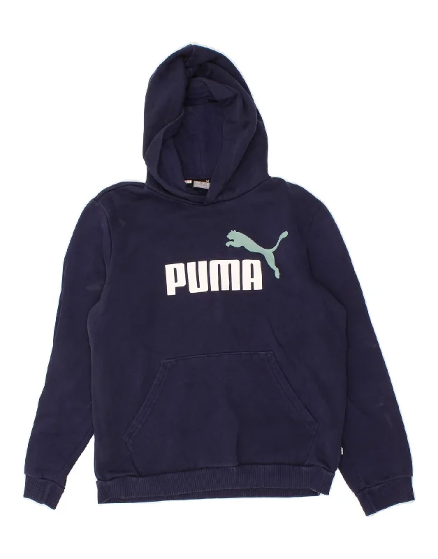 Men's Hoodies for Cold WeatherPUMA Boys Graphic Hoodie Jumper 13-14 Years XL Navy Blue Cotton