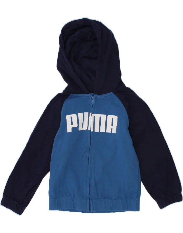 Men's Hoodies for RunningPUMA Boys Graphic Zip Hoodie Sweater 2-3 Years Blue Colourblock Cotton