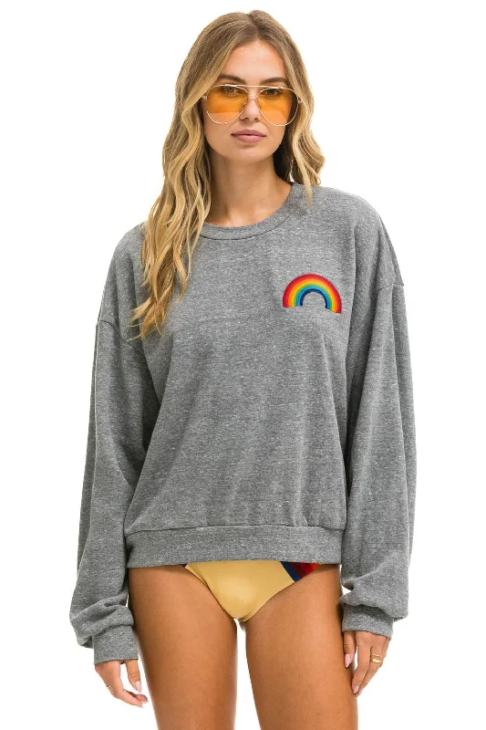 Durable Men's Canvas HoodiesRAINBOW EMBROIDERY RELAXED CREW SWEATSHIRT - HEATHER