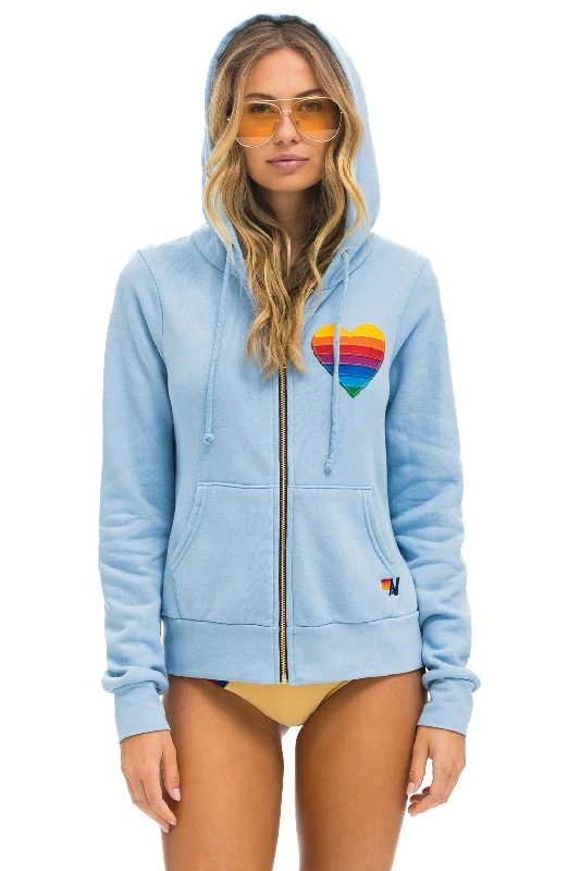 Practical Men's Water-Resistant HoodiesRAINBOW HEART STITCH ZIP HOODIE - ICE