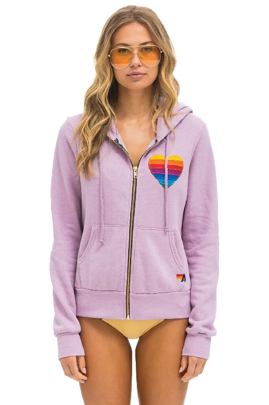 Modern Men's Tech HoodiesRAINBOW HEART STITCH ZIP HOODIE - MAUVE