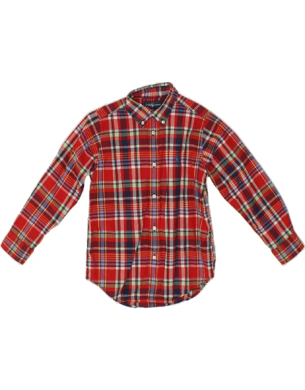 Men's Fishing Shirts for Water SportsRALPH LAUREN Boys Shirt 5-6 Years Red Check Cotton