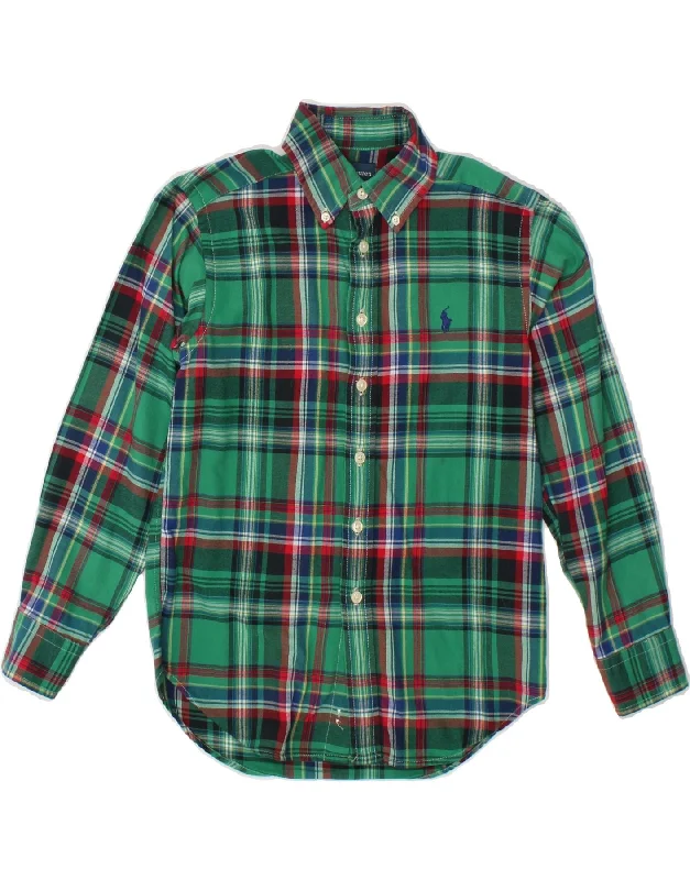 Men's Limited Edition Shirts for ExclusivityRALPH LAUREN Boys Shirt 7-8 Years Small Green Check Cotton