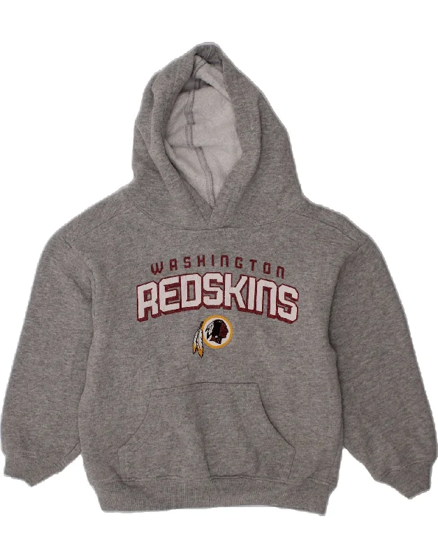 Men's Hoodies with Embroidered PatchesREEBOK Boys Redskins Graphic Hoodie Jumper 5-6 Years Medium Grey Cotton