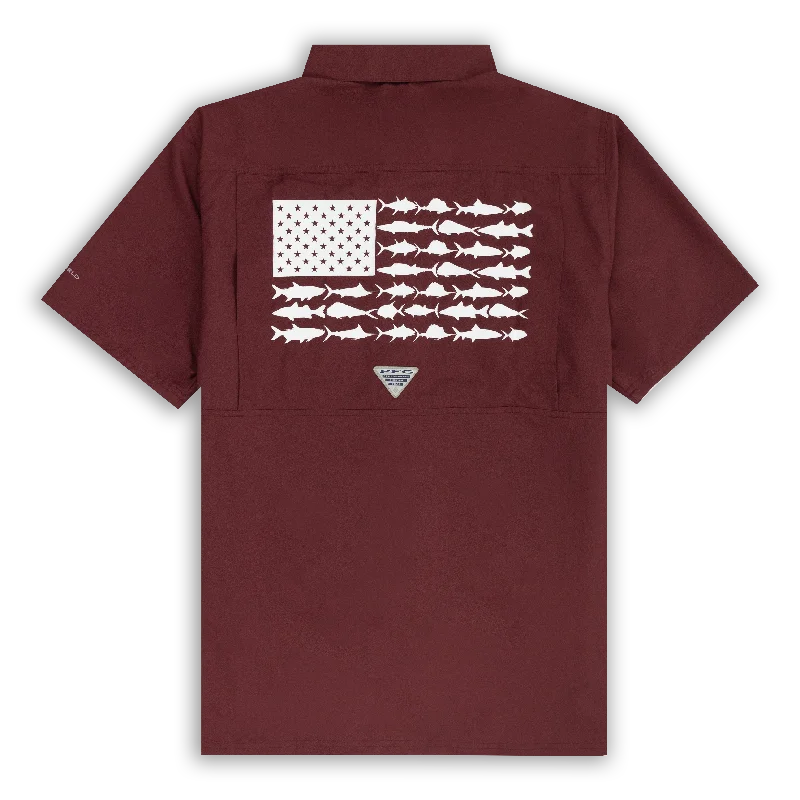 Men's Geometric Print Shirts for a Modern TwistTexas A&M Columbia Slack Tide Camp Shirt