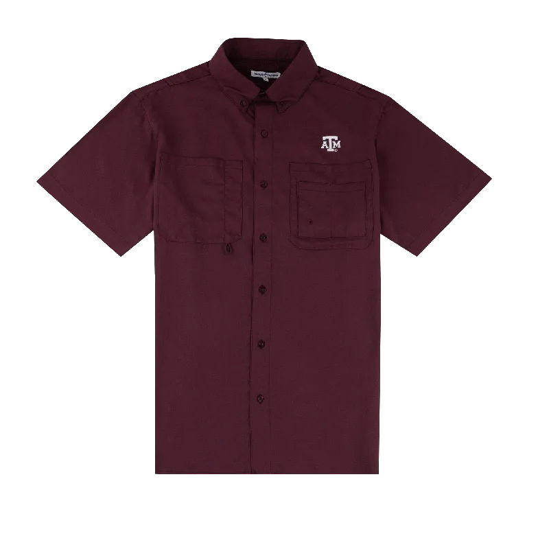 Men's Tennis Shirts for Court ComfortTexas A&M Collegiate Outfitters Maroon Button Down Fishing Shirt