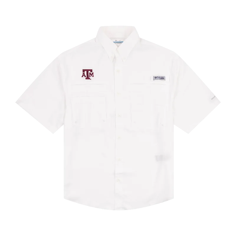 Men's Patterned Dress Shirts for a Unique TwistTexas A&M Columbia White Tamiami Short Sleeve Shirt